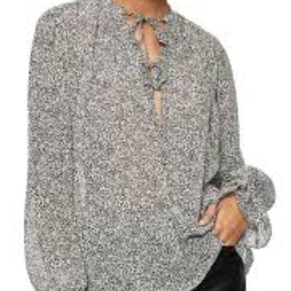 Anine Bing Abigail Top - Black & White size Medium 100% Silk